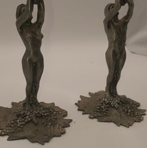Vintage PEWTER 1985 Carmel Studios Baker Adam & Eve Male/Female Toasting Flute
